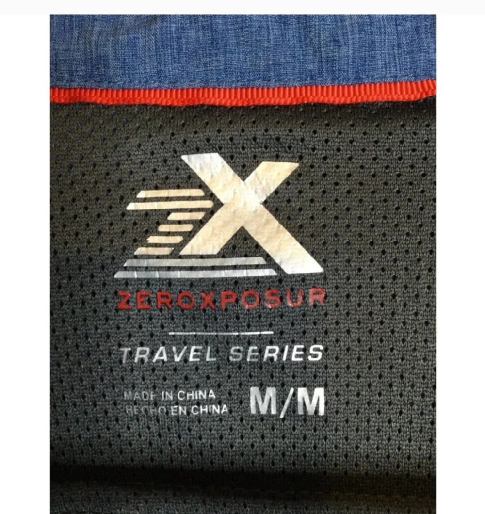 ZeroXposur Travel series men SS Button up shirt vented blue denim color Size M - Picture 2 of 5